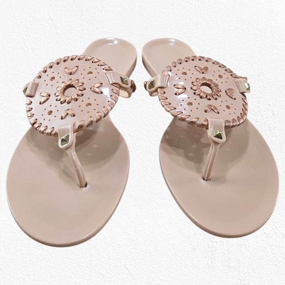 Jack Rogers Georgica Jelly Sandals Size 8 Blush Pink Rose Gold Thong Flip Flops - Picture 3 of 11